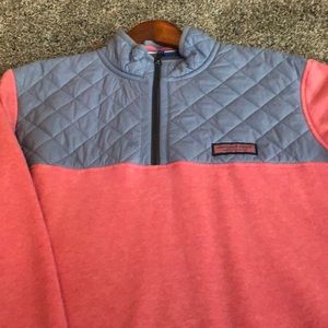 Vineyard Vines Pink and Blue Quilted Sweatshirt